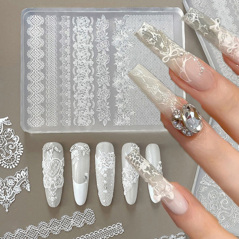 Resin Art Rose - 1pc Lace 3D Silicone Nail Molds