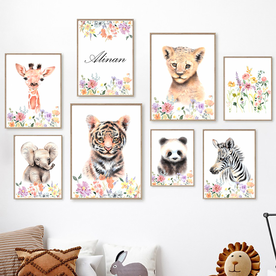 Resin Art Baby - Custom Name Tiger Panda Elephant Giraffe