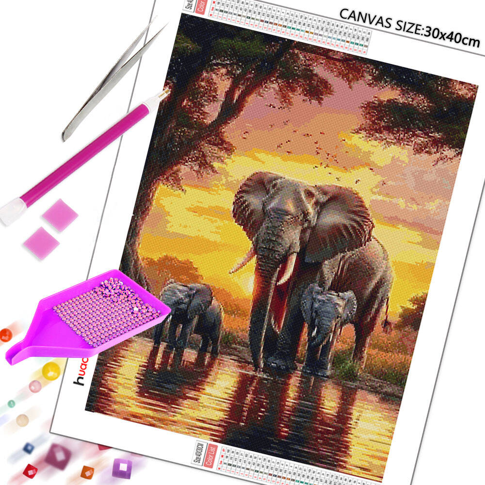 Huacan Elephant Sunset Landsca - Resin Art Wallpaper recension och pris